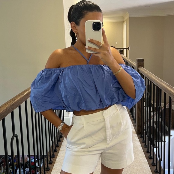 ZARA BLUE CROP TOP - Picture 1 of 6